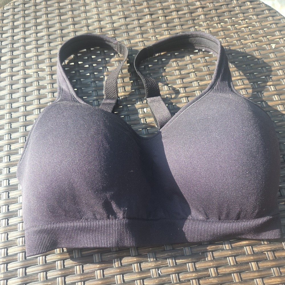 Lands' End Solid Black Sports Bra Women's Medium Adjustable Straps